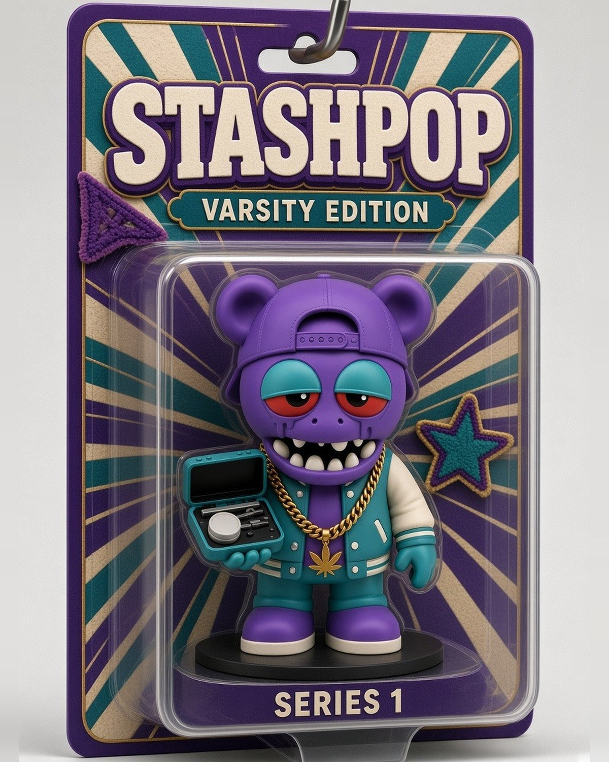 STASHIE SERIES 1 Varsity Edition figure in its STASHPOP blister card
