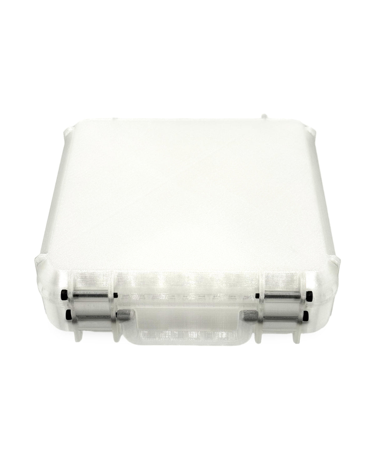 Frosted white STASHIE case, closed, front view